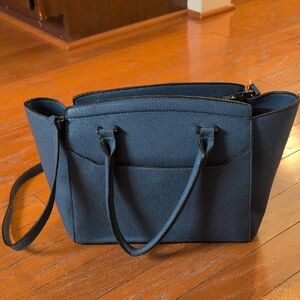 Structured Top-Handle Tote Bag in Blue